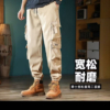 春秋季工裝褲男 多口袋寬鬆潮牌耐磨工作休閒束腳褲